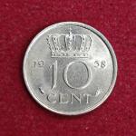 Netherlands 10 Cents - Juliana 1958 Coin