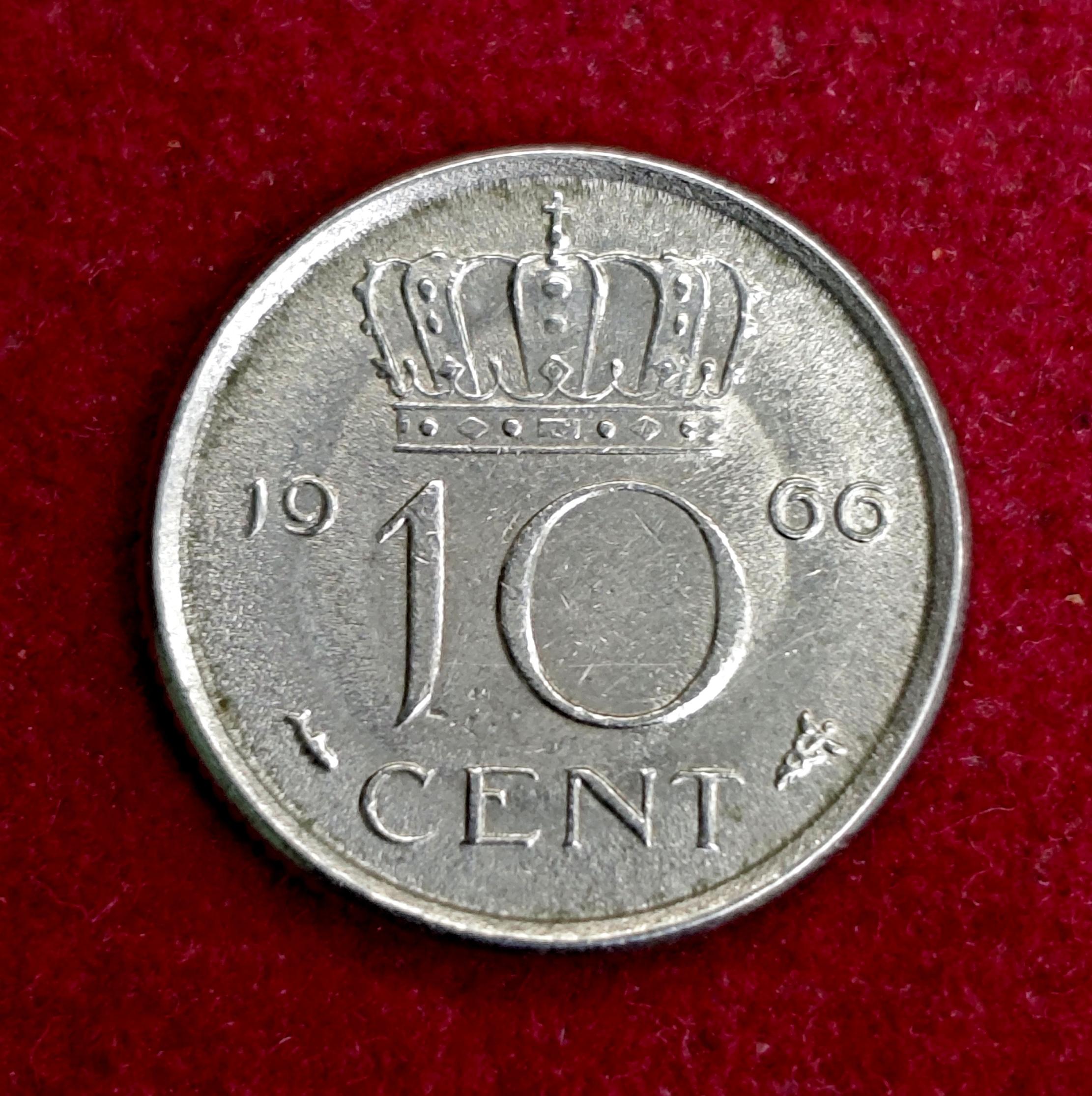Netherlands 10 Cents - Juliana 1966 Coin