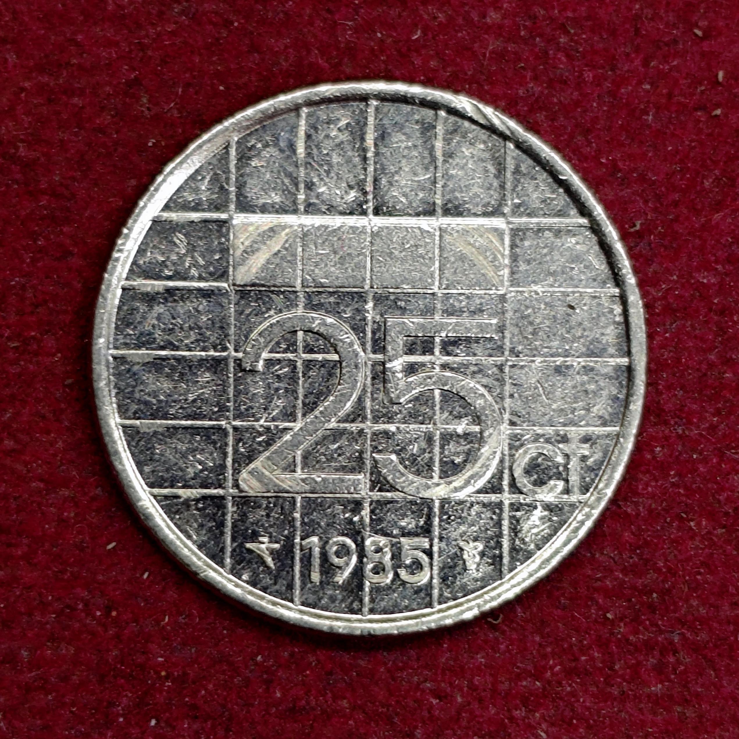 Netherlands 25 Cents Beatrix 1985 Coin