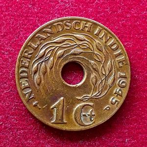Netherlands East Indies 1 Cent - Wilhelmina 1945 Coin