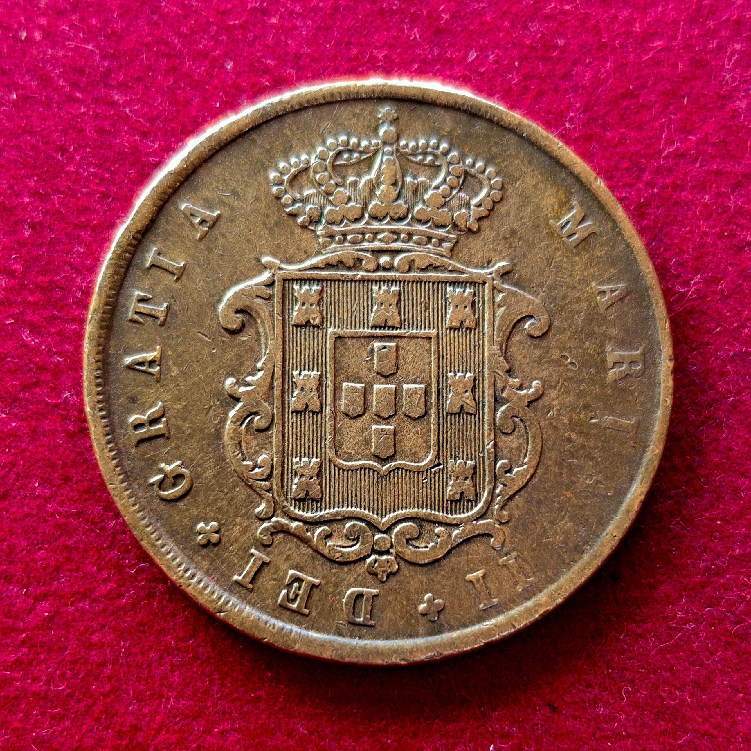 Portugal 10 Reis Luiz I 1853 Coin