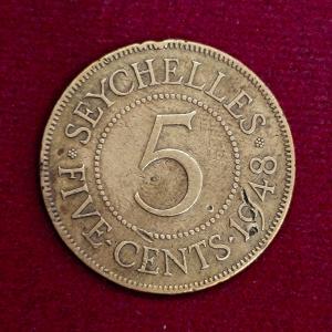 Seychelles 5 Cents George VI 1948 Coin
