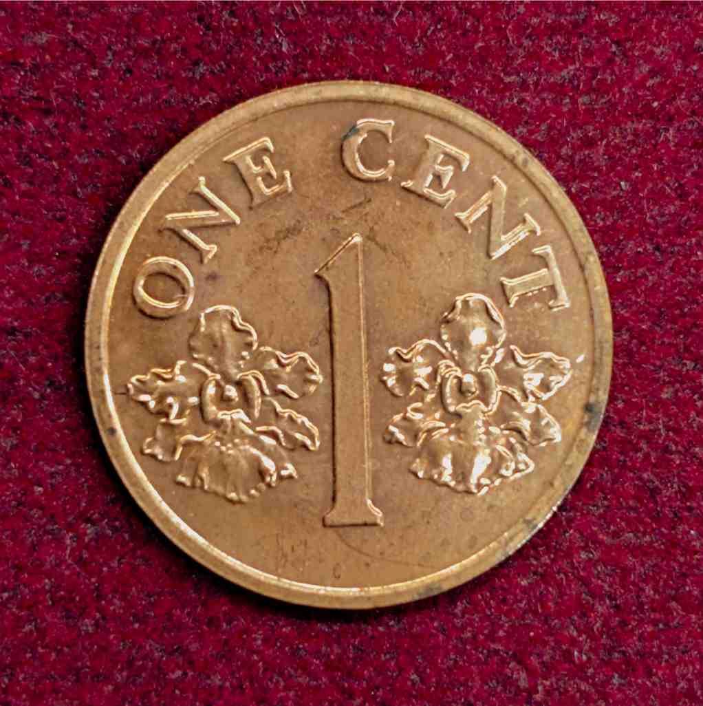 Singapore 1 Cent ribbon downwards 1994 Coin