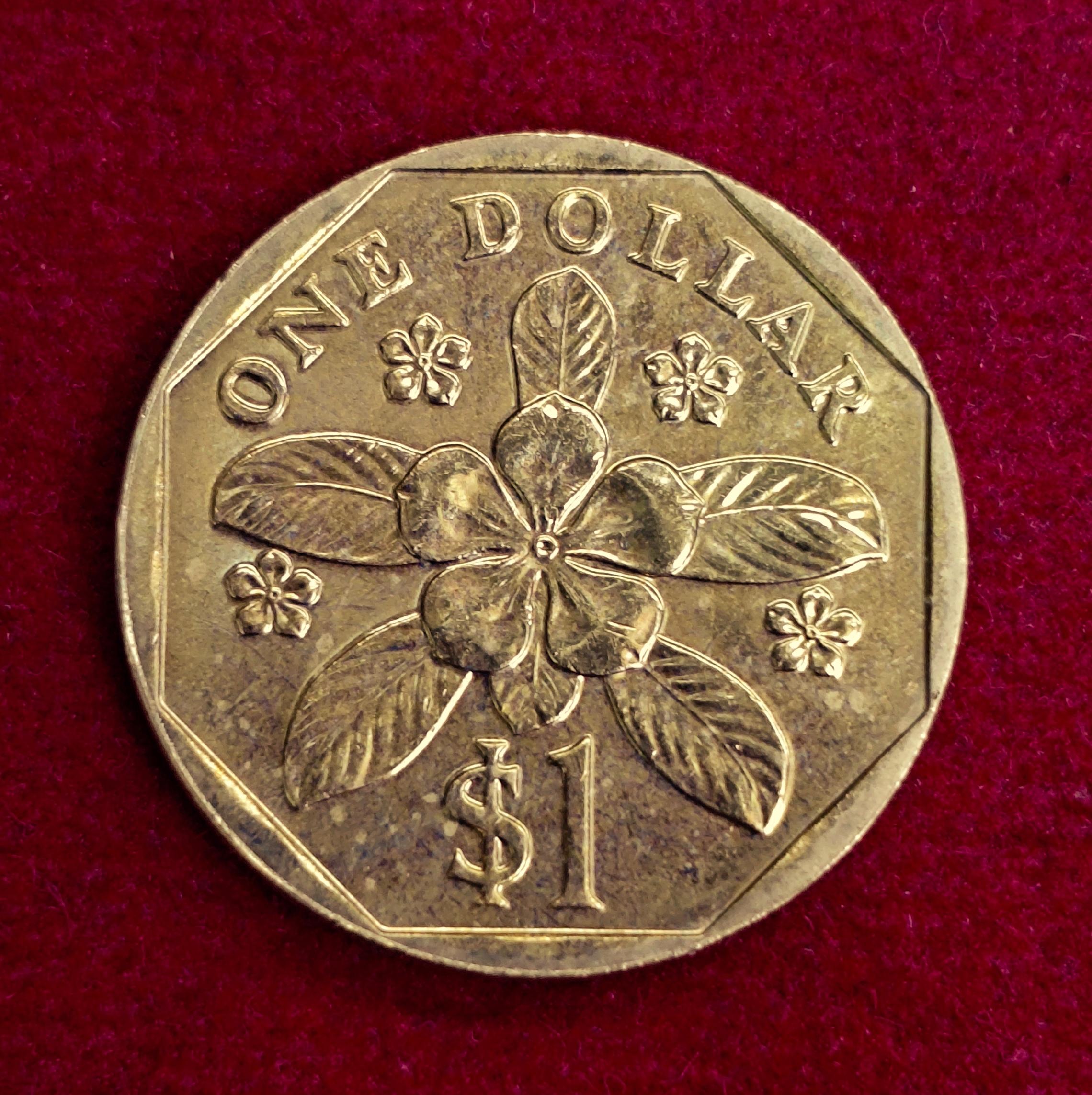 Singapore 1 Dollar ribbon downwards 1998 Coin