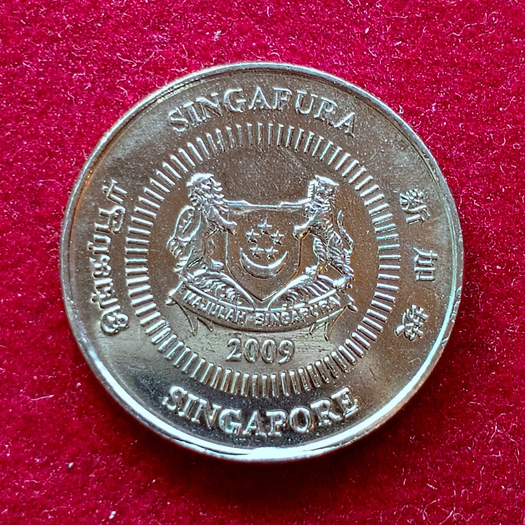 Singapore 10 Cents ribbon upwards 2009 Coin