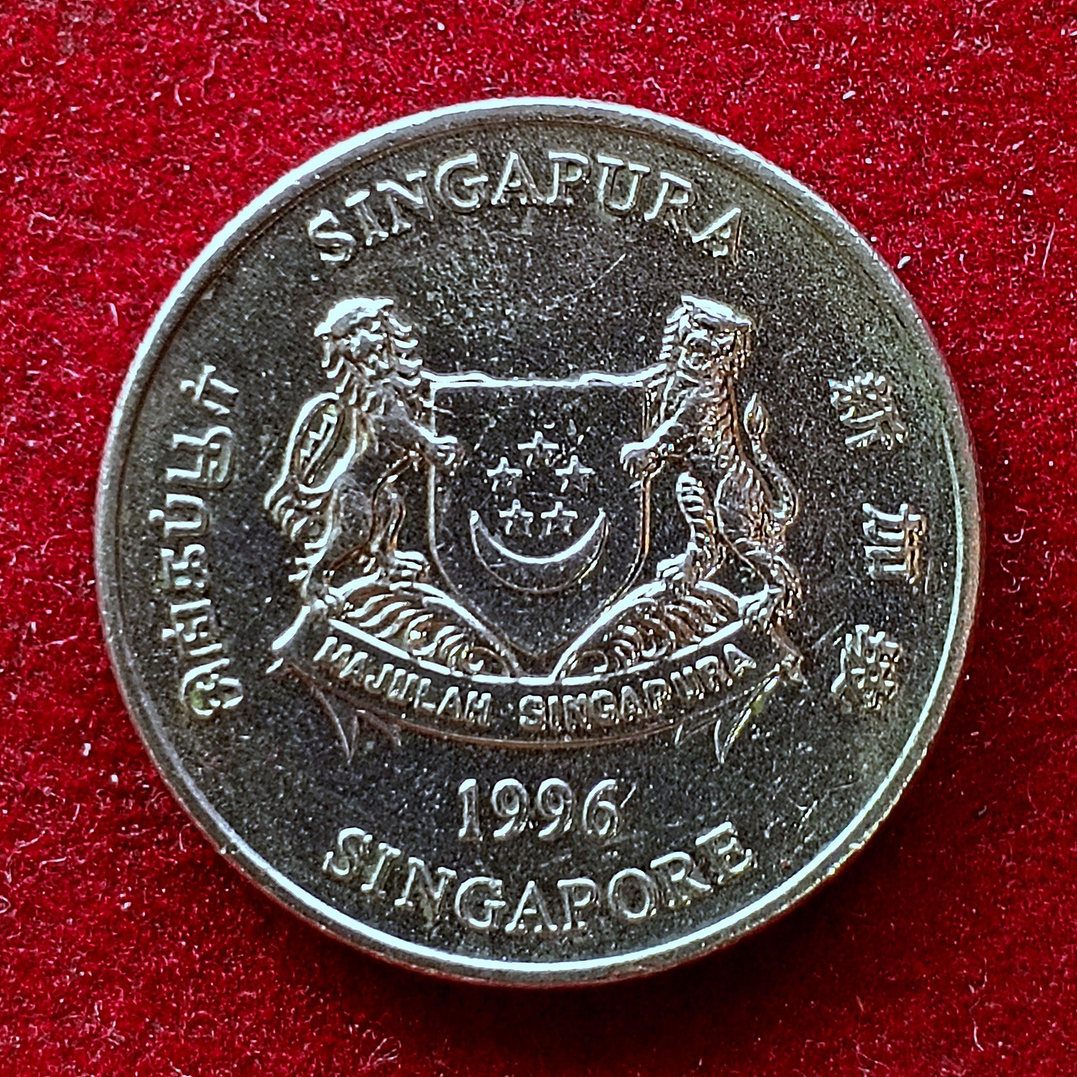 Singapore 20 Cents ribbon downwards 1996 Coin