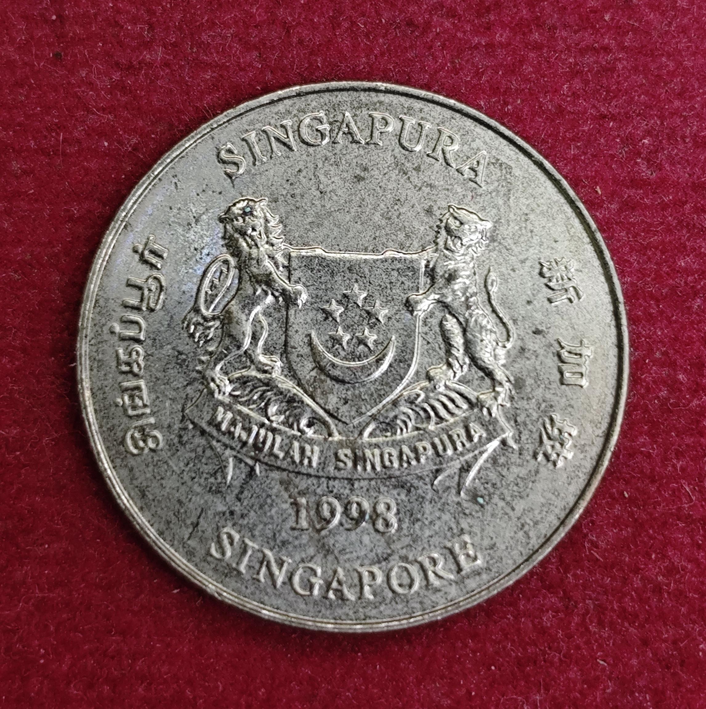 Singapore 20 Cents ribbon downwards 1998 Coin