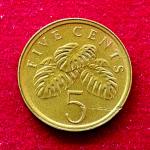 Singapore 5 Cents Ribbon Downwards 1986 Coin