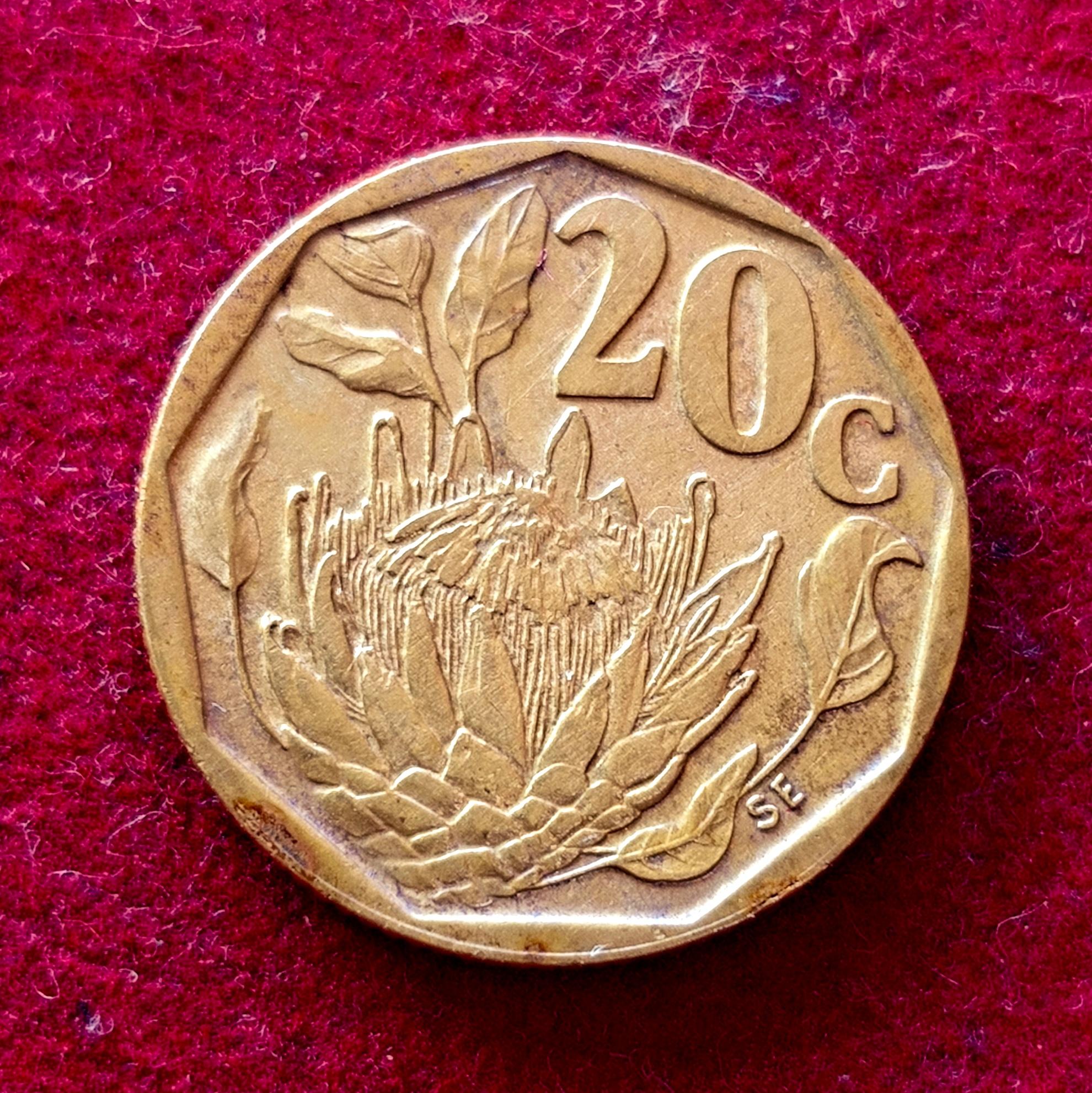 South Africa 20 Cents AFERIKA BORWA  1992 Coin