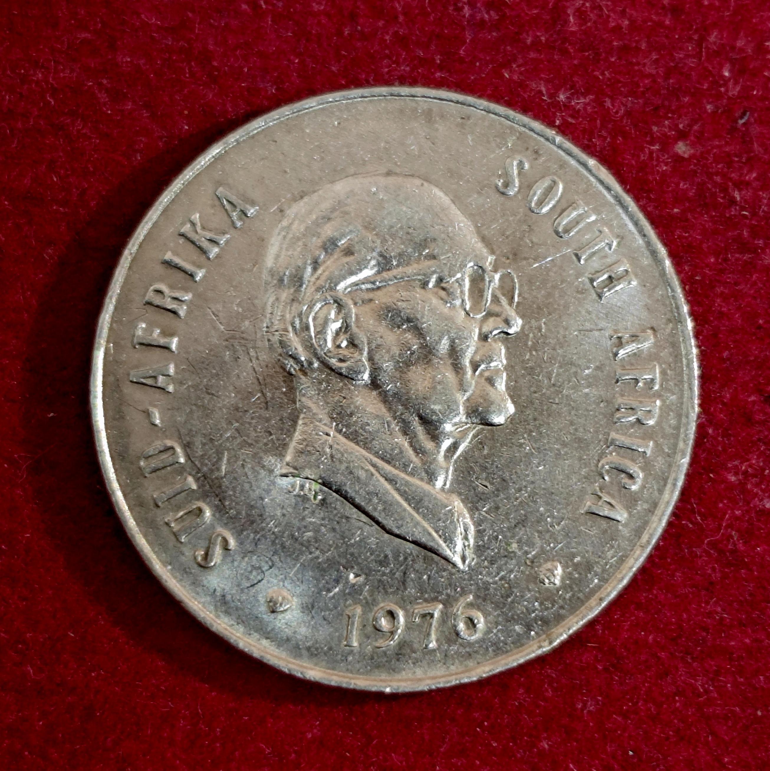 South Africa 20 Cents Jacobus J. Fouche 1976 Coin
