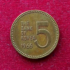 South Korea 5 Won Turtle Ship 1966 Coin
