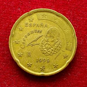 Spain 20 Euro Cent Spanish writer Miguel 1999 Coin