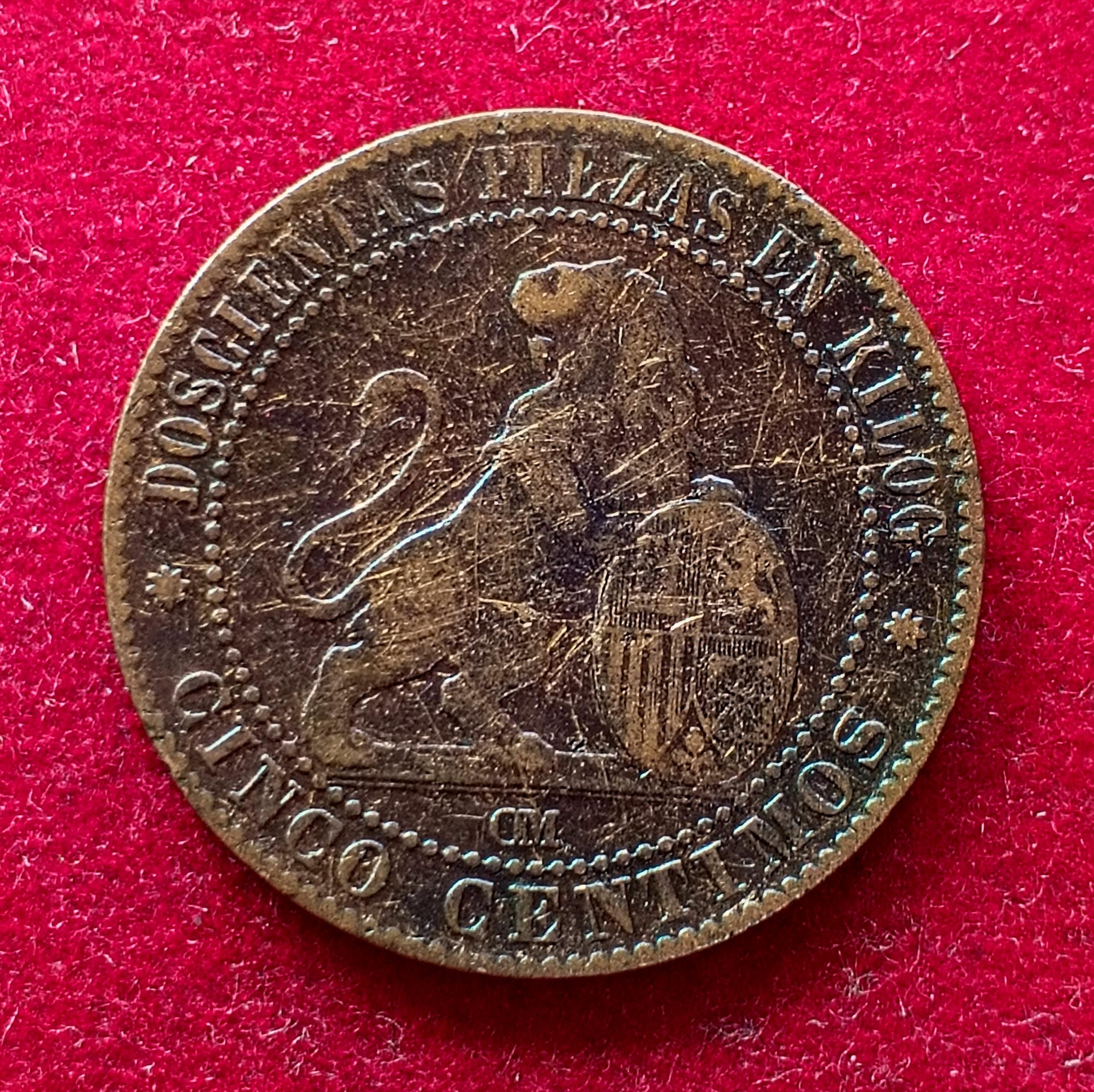 Spain 5 Centimos - Provisional Government 1870 Coin