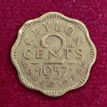 Sri Lanka (Ceylon) 2 Cents - Elizabeth II 1st portrait 1957 Coin