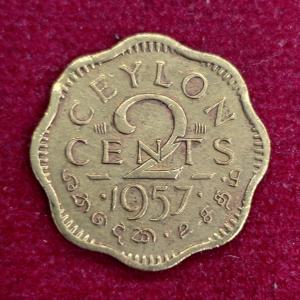 Sri Lanka (Ceylon) 2 Cents - Elizabeth II 1st portrait 1957 Coin