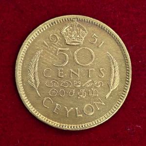Sri Lanka (Ceylon) 50 Cents - George VI 1951 Coin