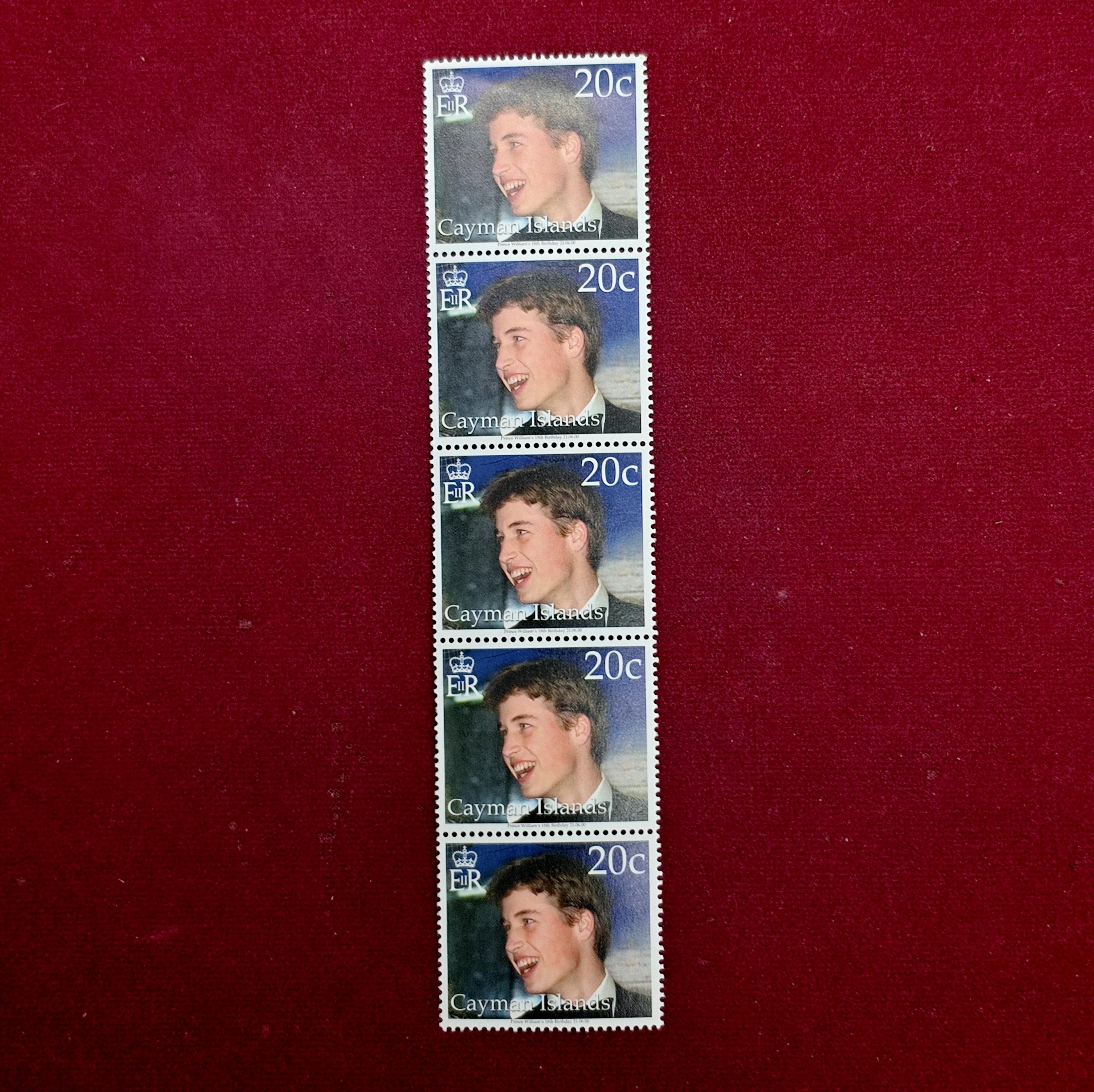Stamp - 2000 Cayman Islands 20c Prince William 18th Birthday (5 Stamps)