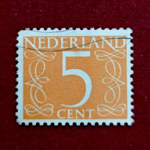 Stamp :- 5 Cent Orange Netherlands Postage Stamp – Used