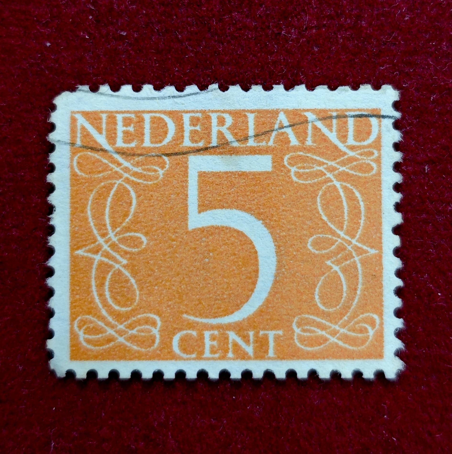 Stamp :- 5 Cent Orange Netherlands Postage Stamp – Used