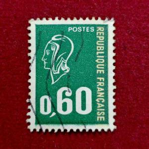 Stamp :- France 0,60 – Marianne de Bequet Definitive (Green) Used
