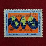 Stamp :- “United Nations 2¢ ‘To Maintain Peace and Security’ World Map Commemorative Stamp