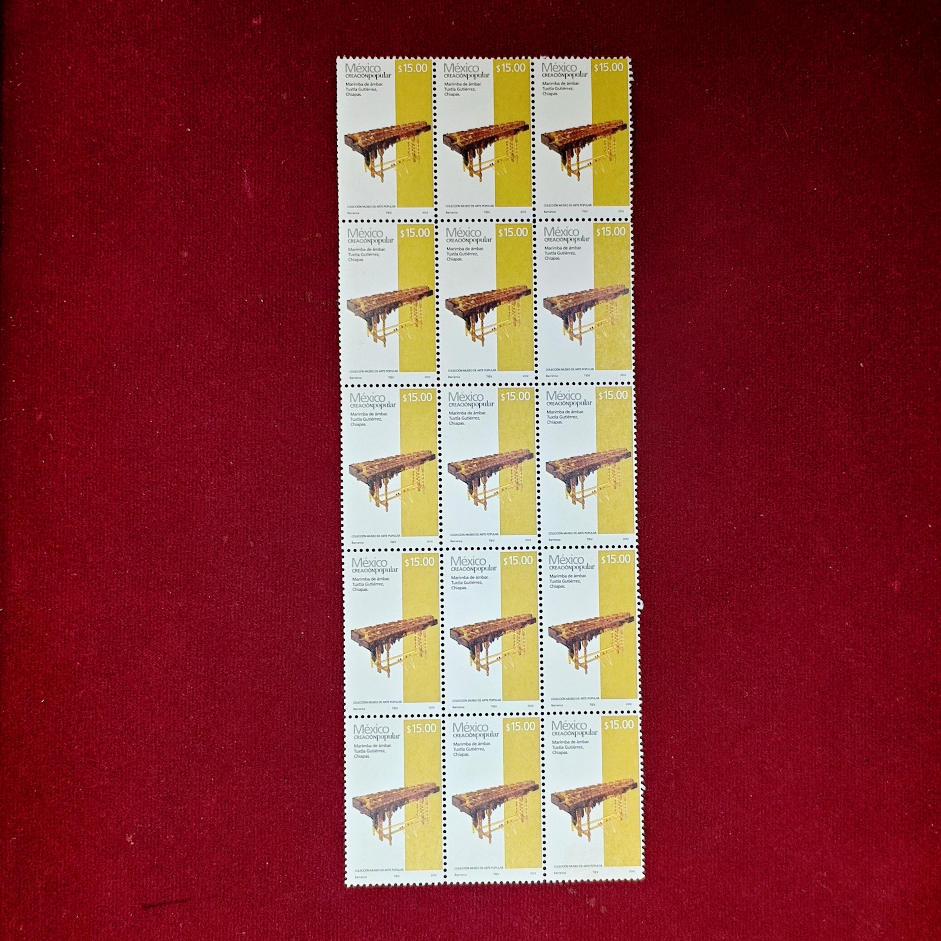 Stamps – Mexico Creation Popular Marimba Amber 2011 (Block of 15)