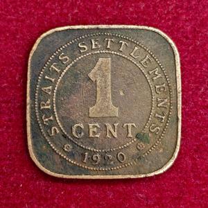 Straits Settlements (British Malaysia) 1 Cent George V 1920 Coin