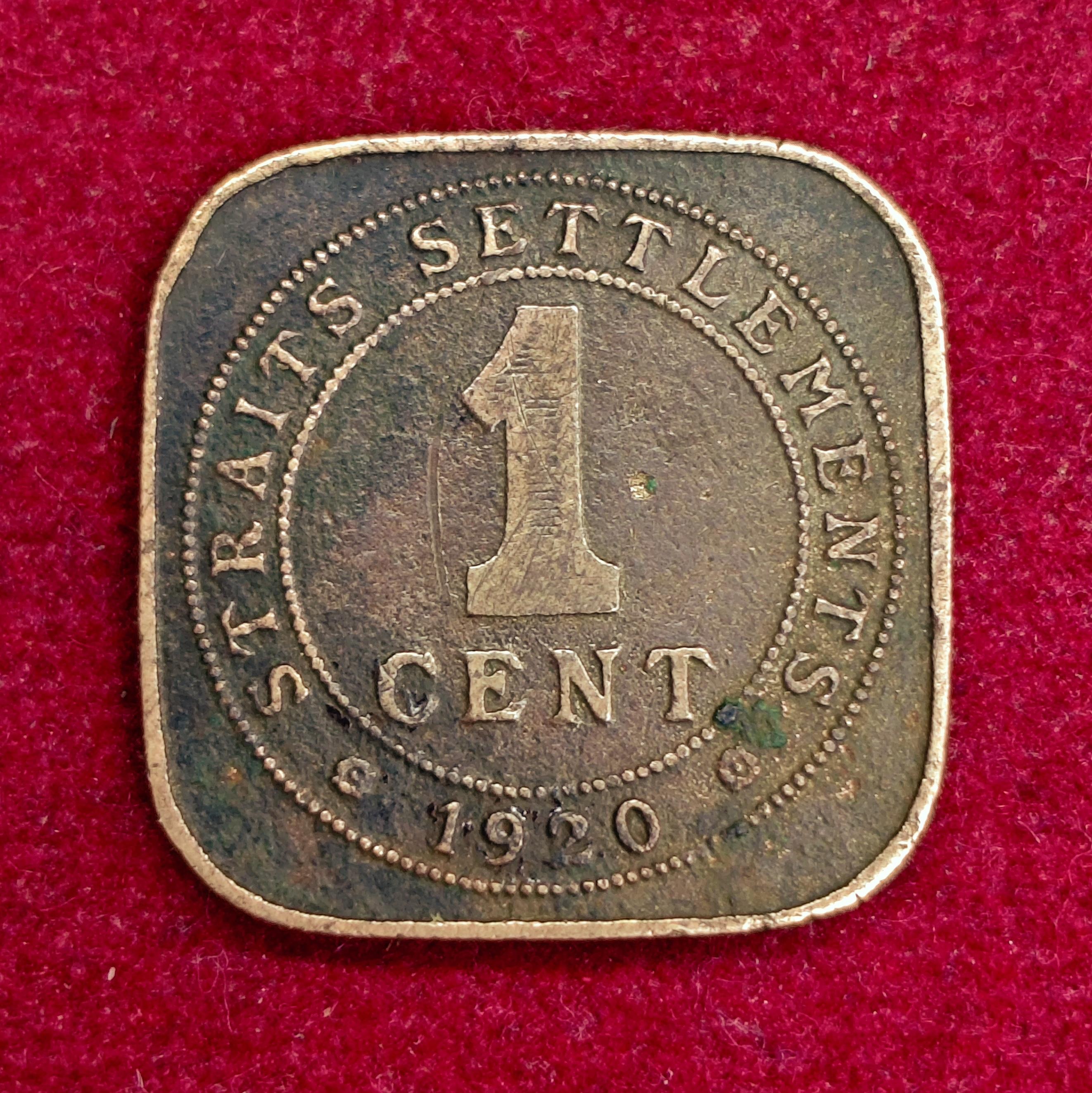 Straits Settlements (British Malaysia) 1 Cent George V 1920 Coin