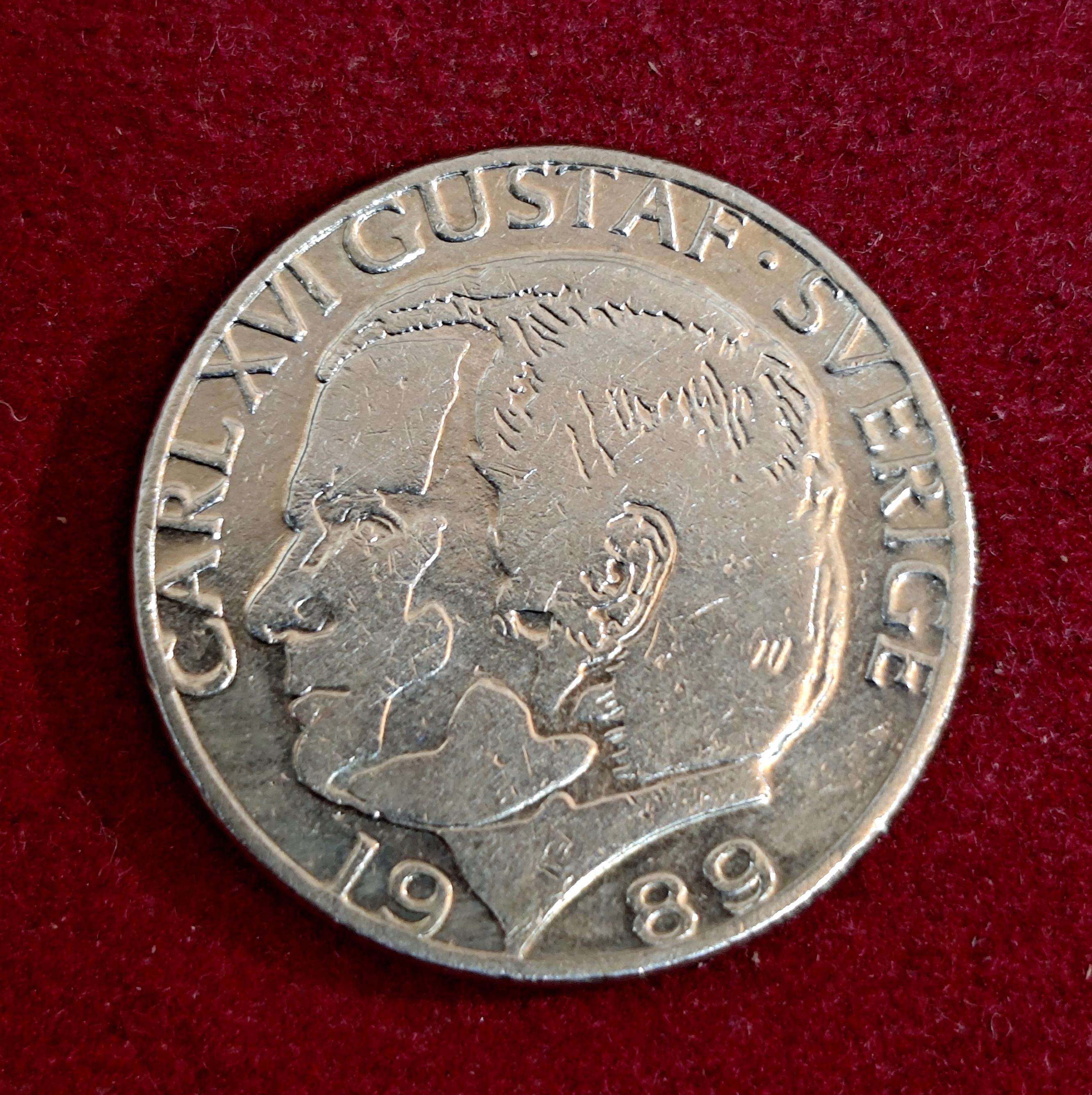 Sweden 1 Krona Carl XVI Gustaf 1989 Coin
