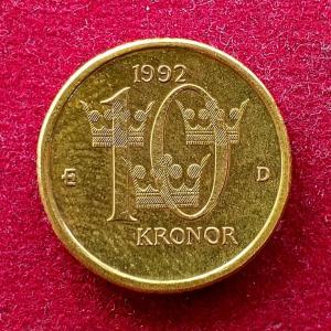 Sweden 10 Kronor – Carl XVI Gustaf 1992 Coin
