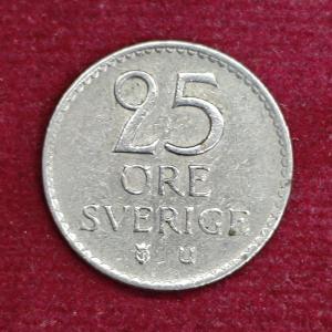 Sweden 25 Ore Gustaf VI Adolf 1963 Coin