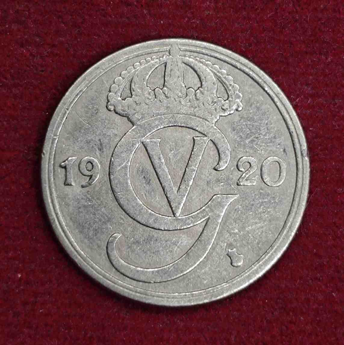 Sweden 50 Ore Gustaf V 1920 Coin