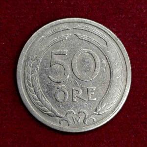 Sweden 50 Ore Gustaf V 1920 Coin