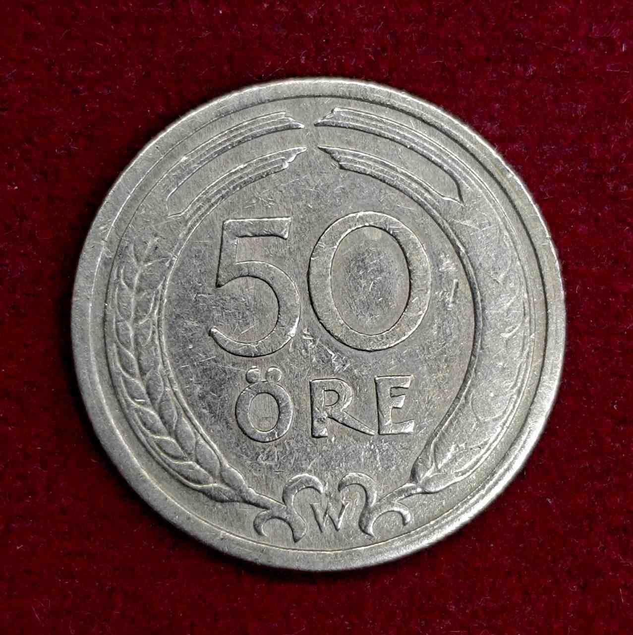 Sweden 50 Ore Gustaf V 1920 Coin