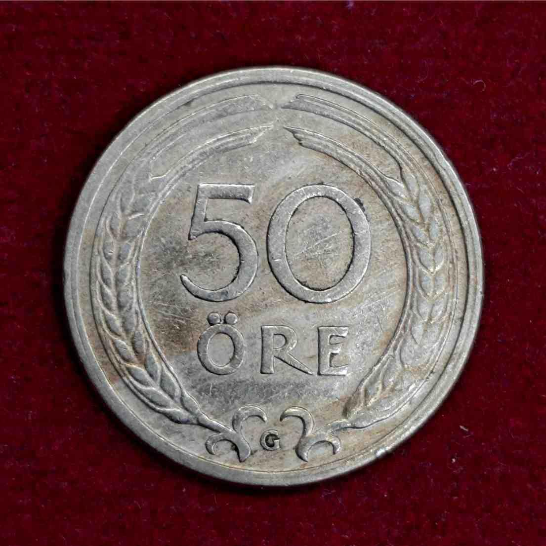 Sweden 50 Ore Gustaf V 1940 Coin