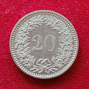 Switzerland 20 Rappen Libertas 1985 Coin