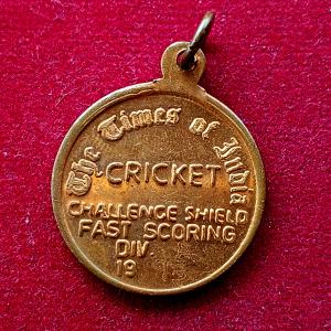 The Times of India – Cricket Challenge Shield Runner Up DIV – A 1993 Medal