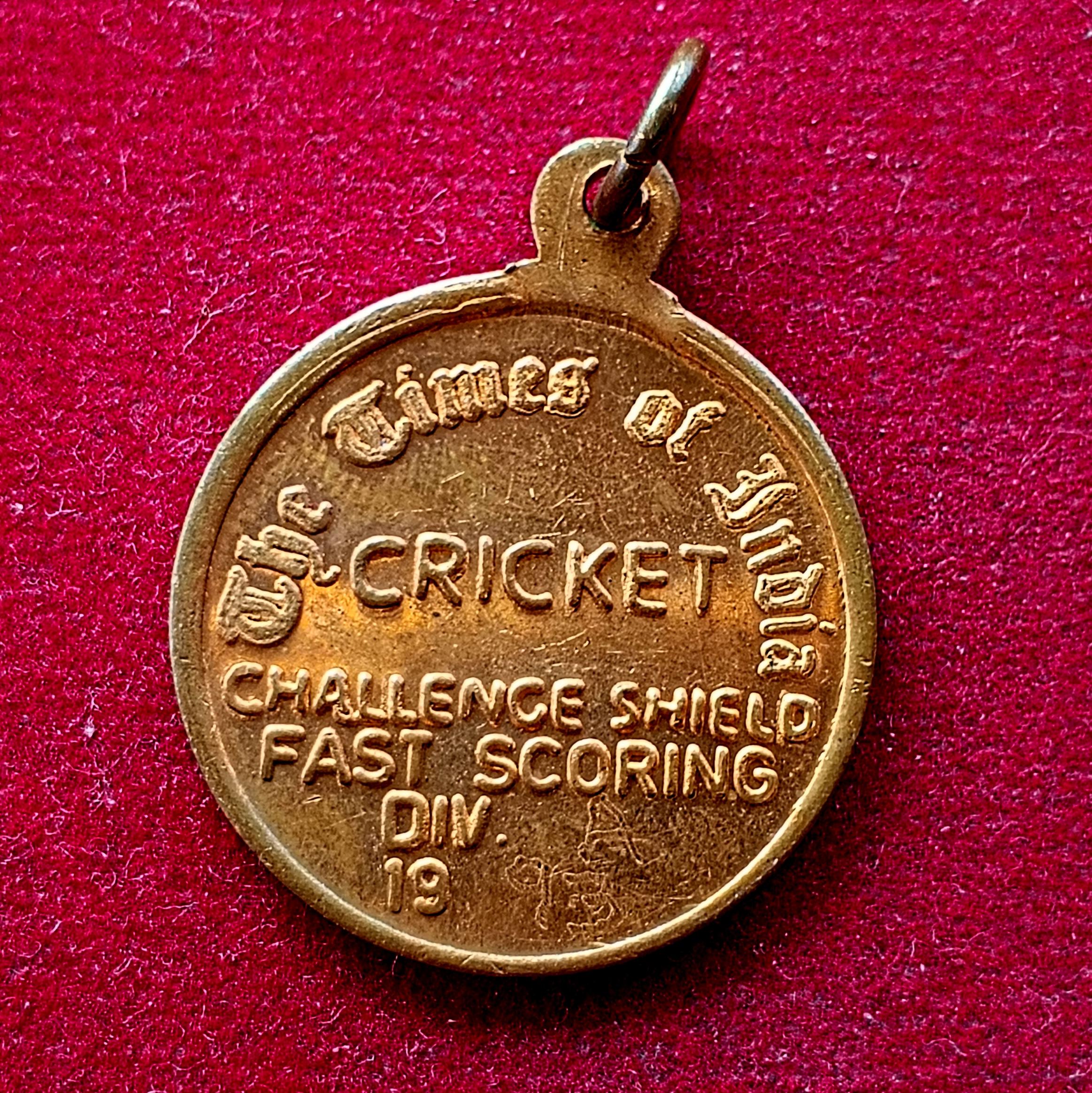 The Times of India – Cricket Challenge Shield Runner Up DIV – A 1993 Medal