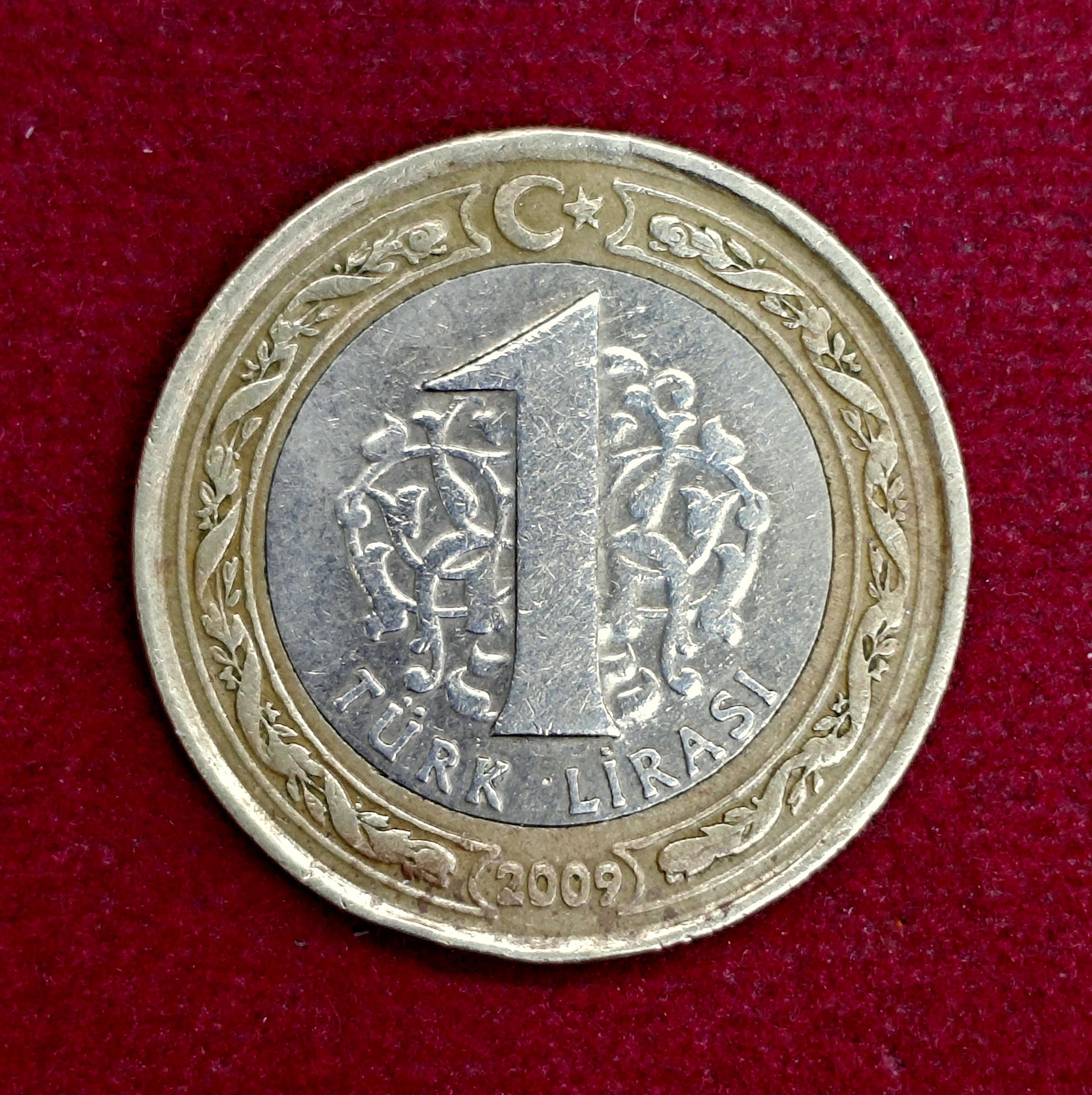 Turkey 1 Lira 2009 Coin