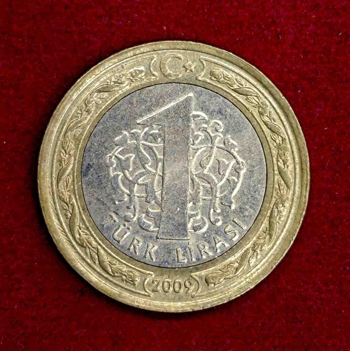 Turkey 1 Lira 2009 Coin
