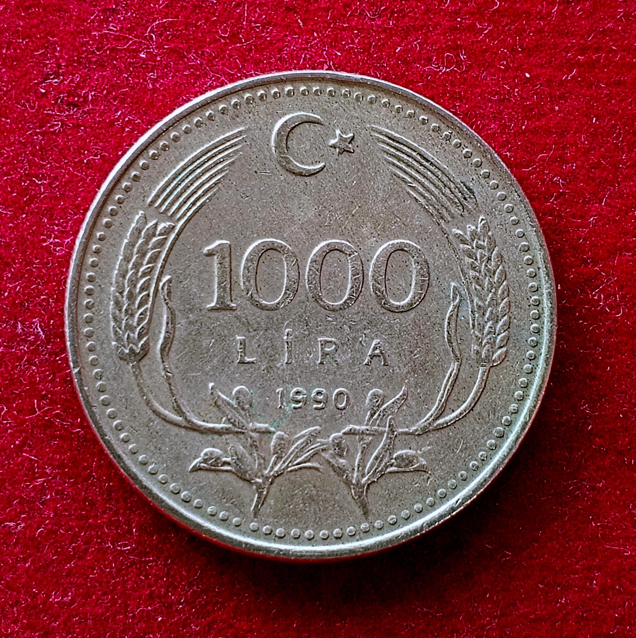 Turkey 1000 Lira 1990 Coin