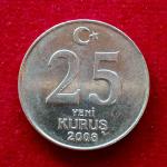Turkey 25 Yeni Kurus 2008 Coin