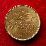 Turkey 2500 Lira 1992 Coin