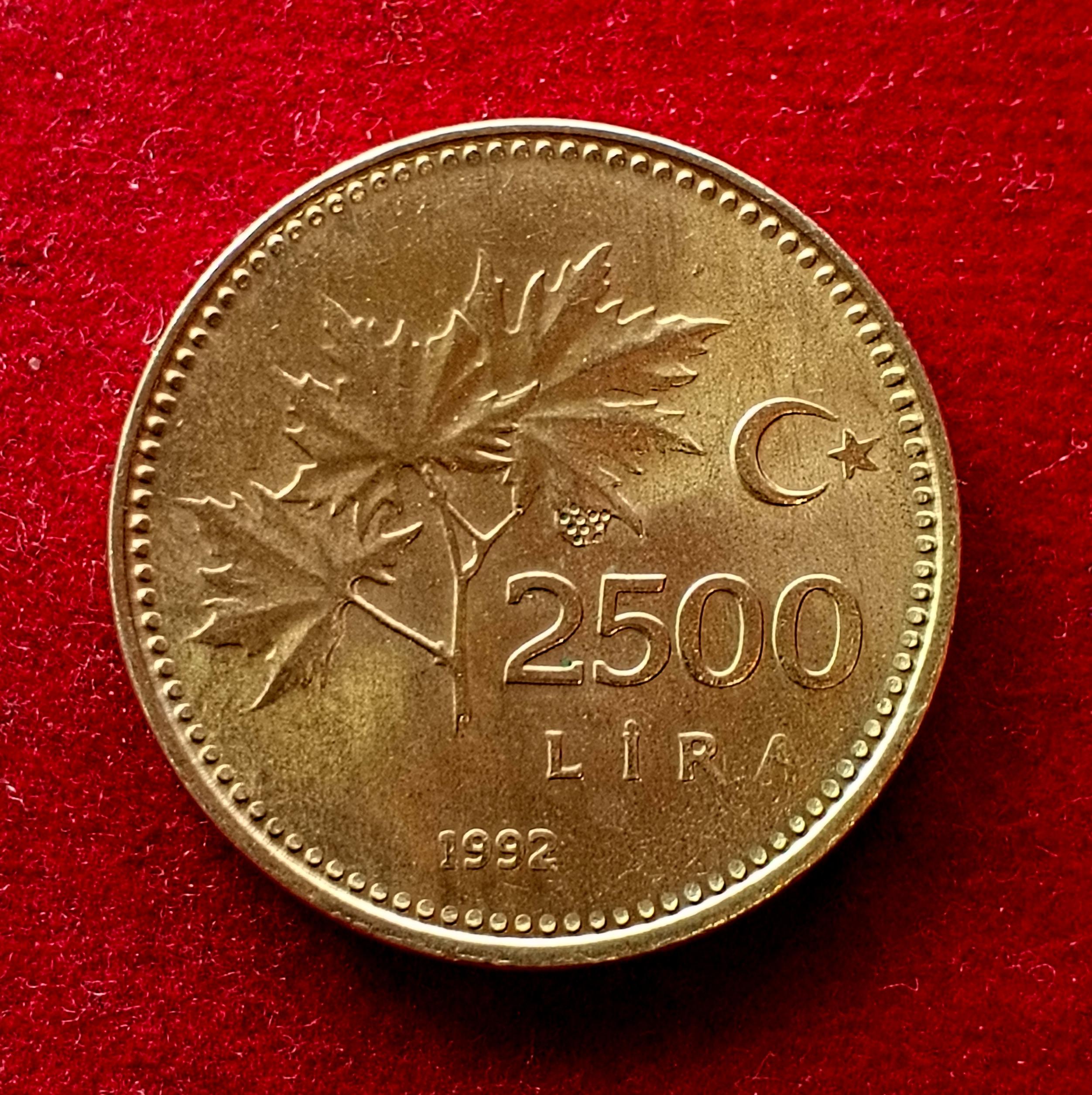 Turkey 2500 Lira 1992 Coin