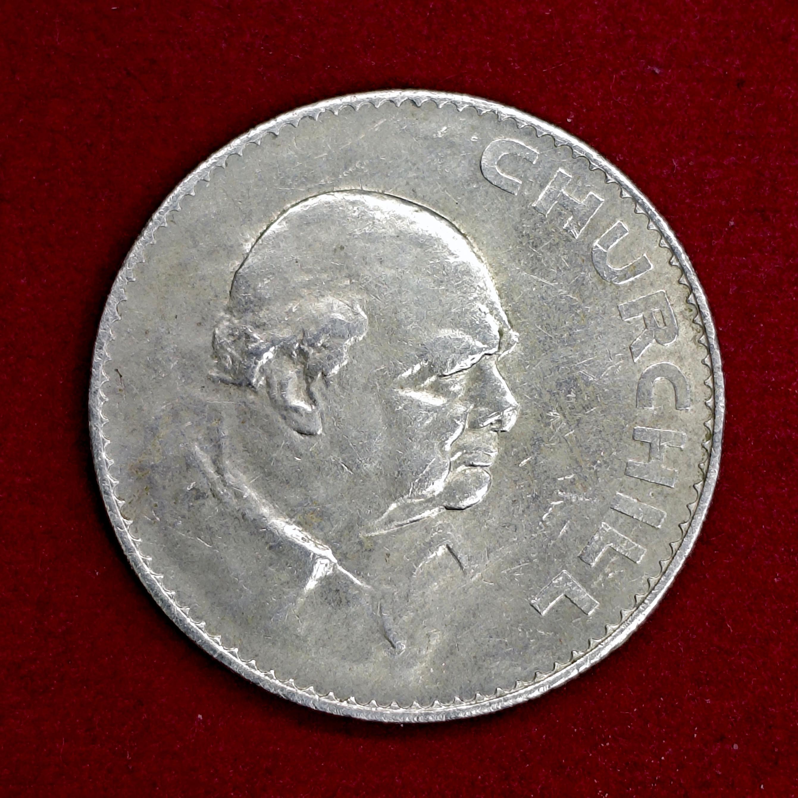United Kingdom (UK) 1 Crown Elizabeth II Churchill 1965 Commemorative Coin