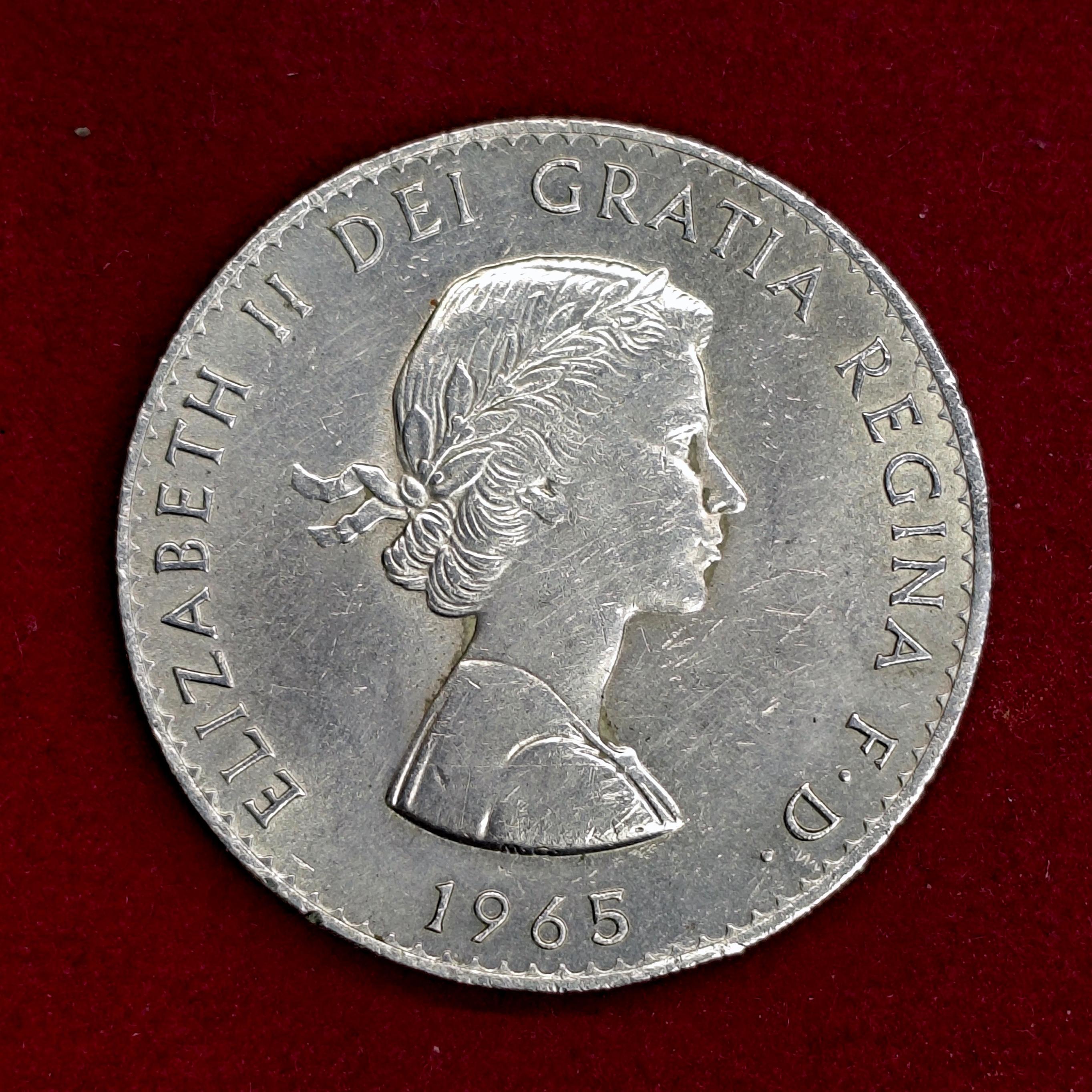 United Kingdom (UK) 1 Crown Elizabeth II Churchill 1965 Commemorative Coin