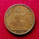 United Kingdom (UK) 1 Penny Elizabeth II 1963 Coin