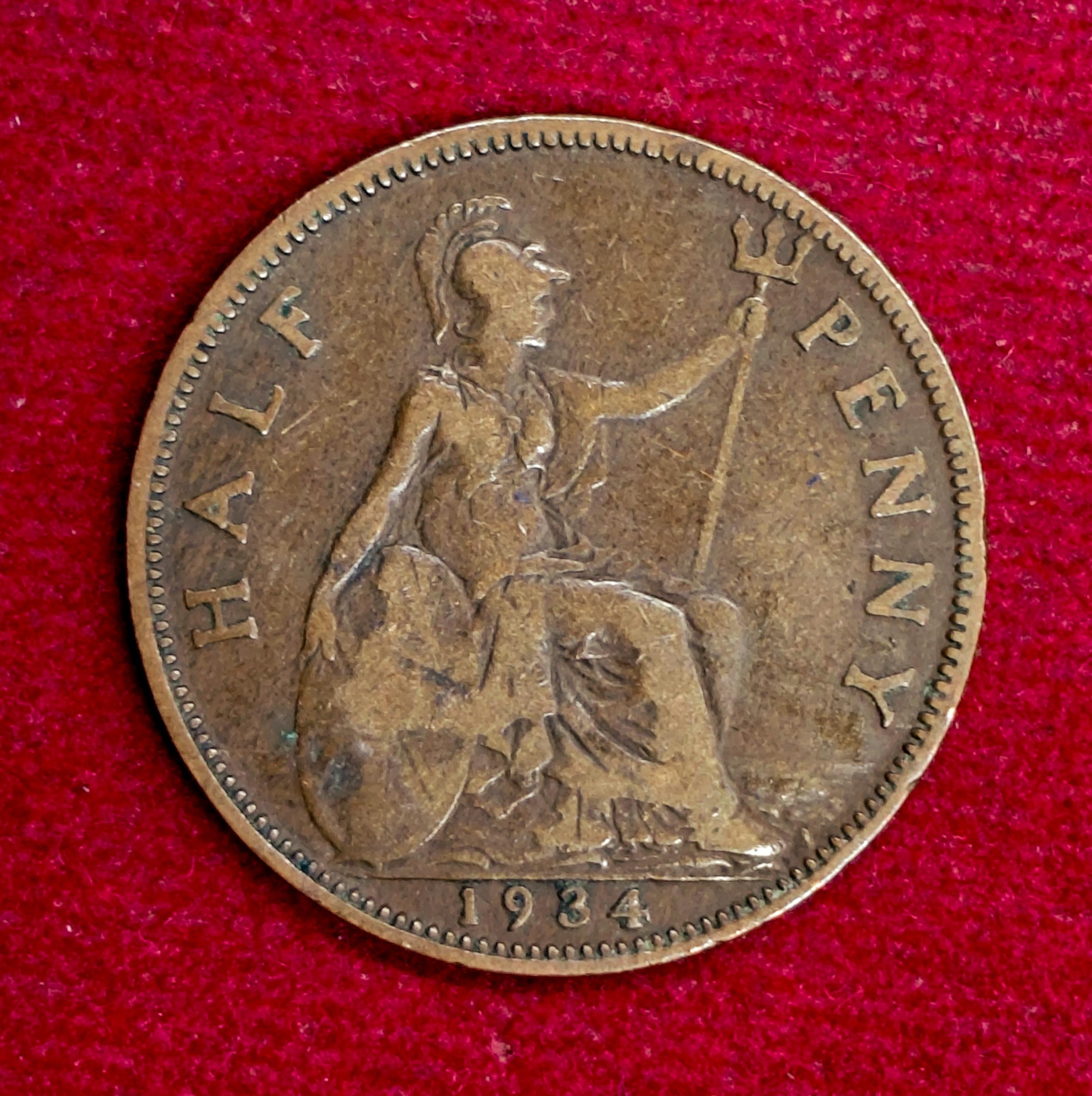 United Kingdom (UK) 1/2 Penny George V 1934 Coin