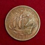 United Kingdom (UK) 1/2 Penny Elizabeth II 1957 Coin