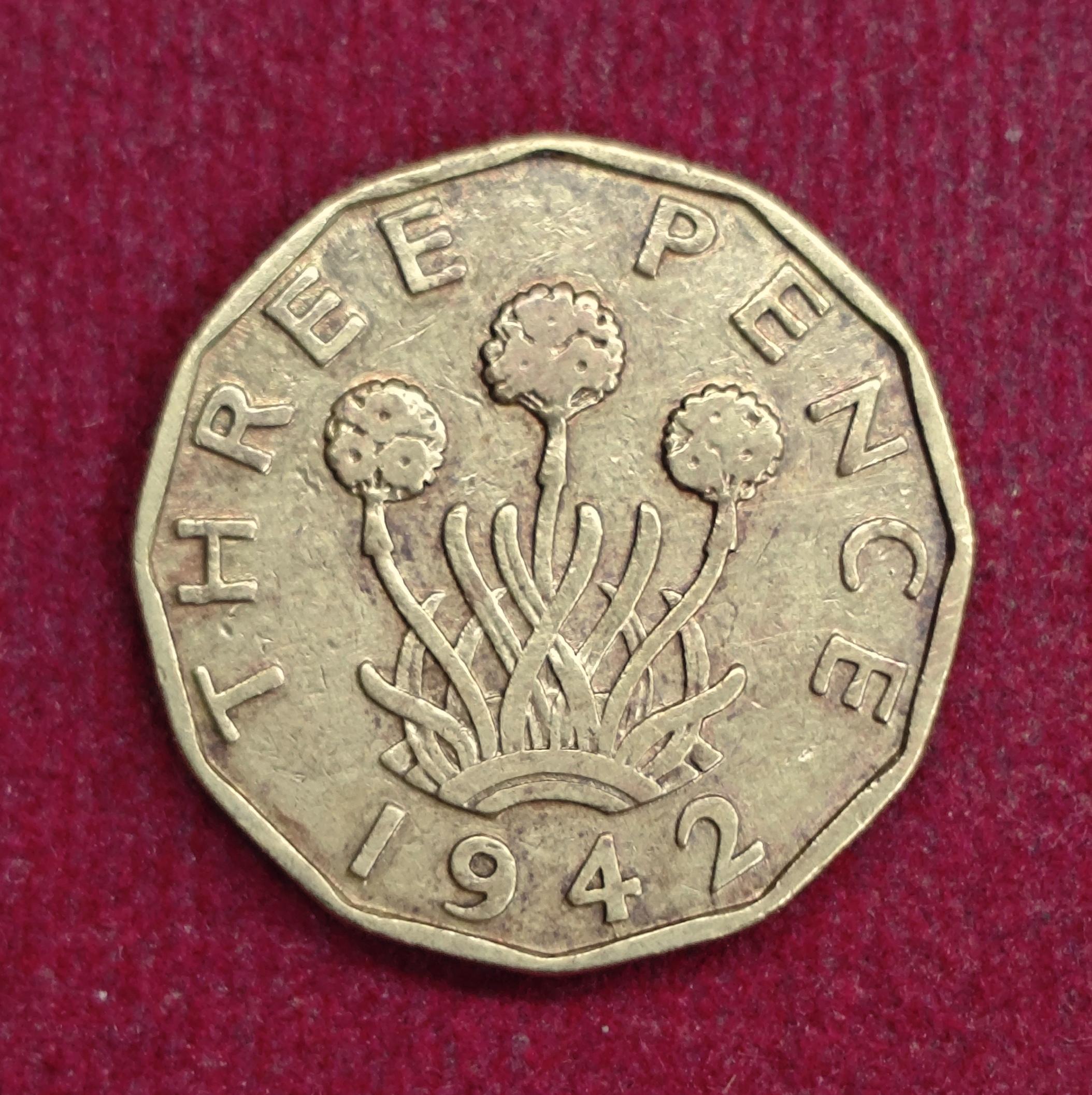 United Kingdom (UK) 3 Pence George VI 1942 Coin